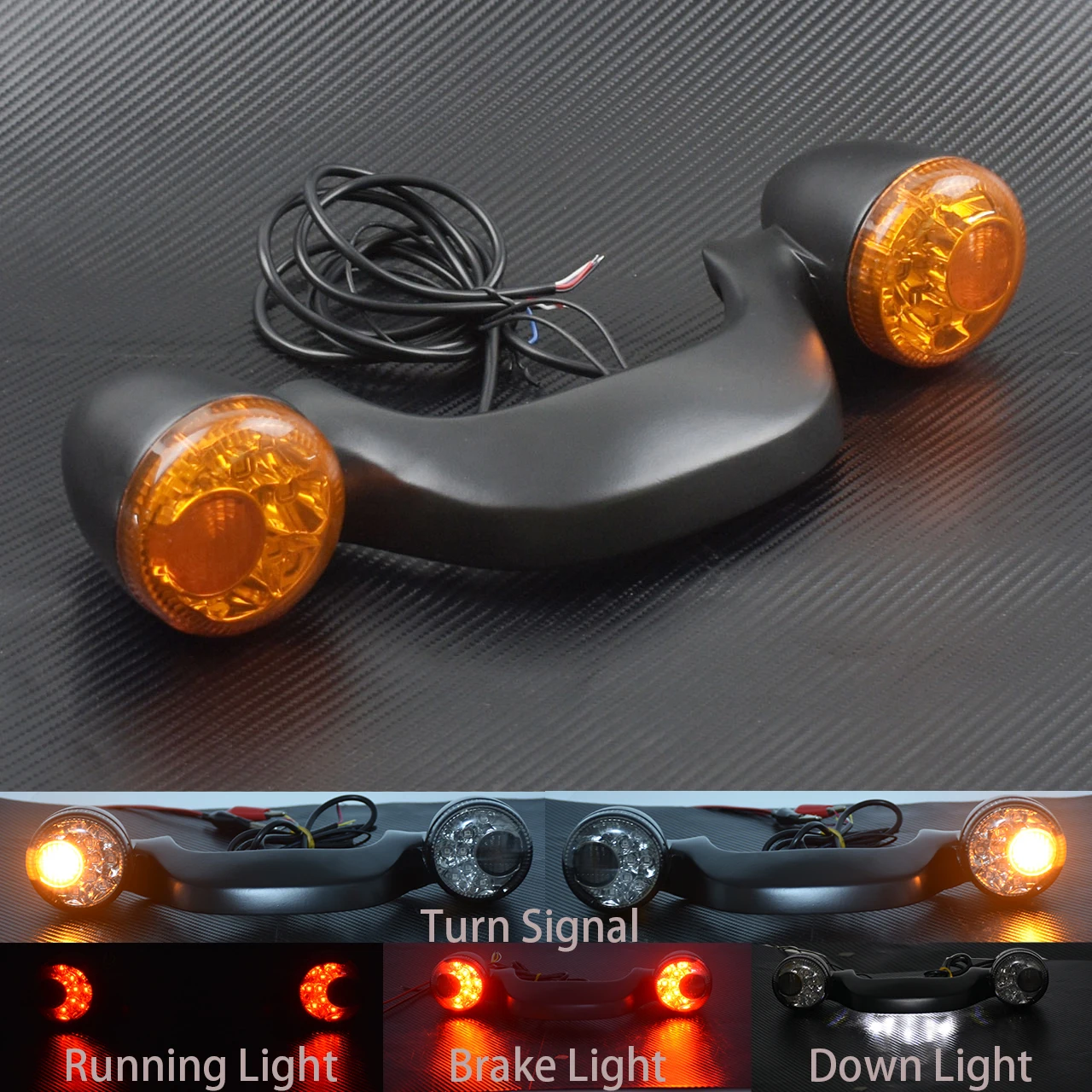 Motorcycle LED Rear Turn Signal ke Light Bar Lamp Gloss Black Smoke Lens  Harley - £320.96 GBP