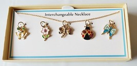 Bay Studio Interchangeable Necklace W 5 Pendants Frog Ladybug Flower Dragonfly - £15.64 GBP