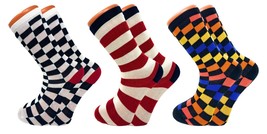 Colorful Fun Socks Novelty Crazy Crew Dress Socks 3 Pairs - £6.70 GBP
