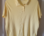 Women&#39;s Basic Editions Shirt Size XL Solid Yellow 3 Button Short Sleeve ... - $14.99