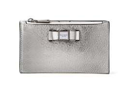 New Kate Spade Morgan Bow Embellished Metallic Leather Small Slim Bifold... - $85.41