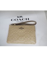 Coach F39188 Corner Zip Wristlet Embossed Signature Leather Platinum box... - $65.81 CAD