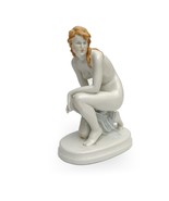 Minimalist Lady, Vintage Zsolnay Porcelain Figurine, Hand-Painted White ... - $96.85
