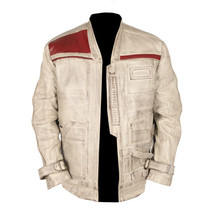 Star Wars Finn Distressed White Genuine Leather Jacket Waxed - £86.19 GBP