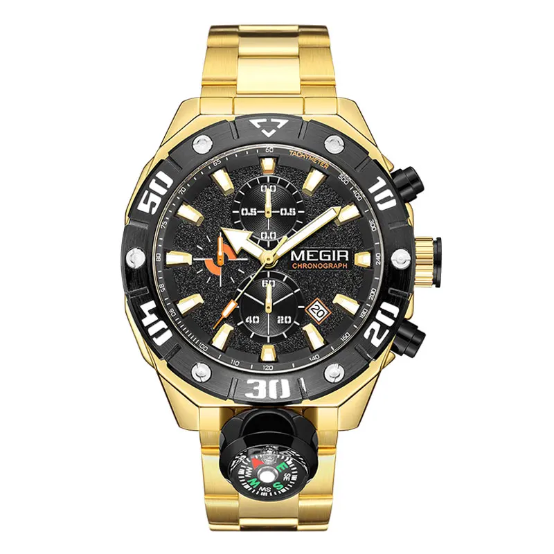 Silver Quartz Watch Men Waterproof Luminous Sport Chronograph Wristwatch... - £38.09 GBP