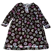 Hanna Andersson Brown Floral Long Girls Cotton Dress Size 100/4 - £11.26 GBP