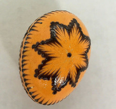 Vintage handpainted orange  small Pysanky egg  decorative Easter egg fol... - $19.75