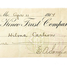 1914 Kineo Trust Company Bank Check E.A. Sampson Dover Maine Signed 6288... - $369.57 MXN