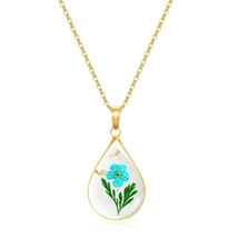 March Birth Flower Necklace for Women Daffodil Real Pressed Flower Neckl... - £30.10 GBP
