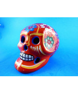 Day Of The Dead Talavera Hand Painted Clay Pottery Faux Skull 3.25 X 4 X 3&quot; - £12.35 GBP