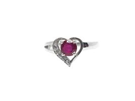 Ruby Heart Ring Silver Heart Ruby Ring 1 Ct Ruby Ring 925 Silver Ruby He... - $34.64