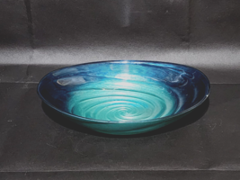 IMAX MOODY Ocean Whirlpool Swirl Glass Bowl With Glossy Finish - 12¾&quot; x 8¼&quot; - £27.08 GBP