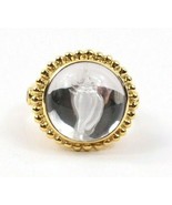 Paula Crevoshay 18K Yellow Gold Rock Crystal Intaglio and Peridot Shell ... - $2,594.99