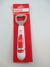 Coca-Cola Handheld Bottle Opener White Handle with Red Contour Bottle - £3.31 GBP