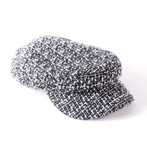 Mixit Knitted Crosshatch Checker Breton Hat Golf Cap Beret One Size Black White - £20.19 GBP