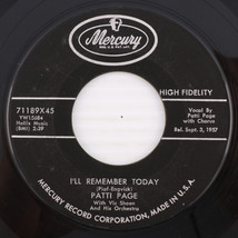 Patti Page - I&#39;ll Remember Today / My How Time Goes By 45 rpm 7&quot; Record 71189X45 - $3.88