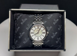 Bulova Silver Tone White Mother of Pearl Dial Womens Dress Watch w/new battery - £53.14 GBP