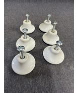 6 White Round Porcelain 1.5” Drawer Pulls Cabinet Knobs Hardware W/ Screws - $7.92