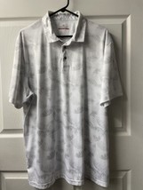 Grand Slam Short Sleeved Polo Shirt Mens Xtra Large White Silver Palm Leaf Print - £11.75 GBP