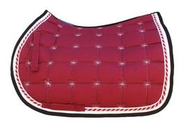 Horse Cotton Quilted All Purpose ENGLISH SADDLE PAD Contoured Burgundy 7... - $38.60