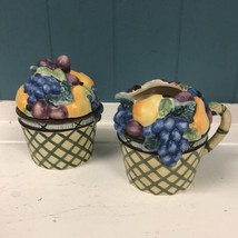 Mikasa Sugar Bowl and Creamer Serving Set of 2 Fruit Motif KT429 Garden Harvest - $51.48