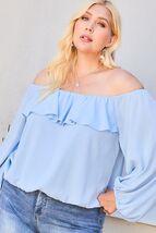 Off Shoulder Ruffle Bubble Sleeve Top - $29.55