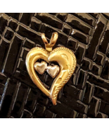 Princess Pride Creations 1/20 14K GF Heart Pendant 3/4&quot; Estate VTG Two T... - $67.76 CAD