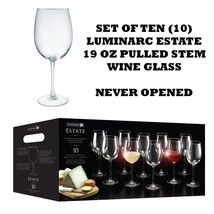  10-Piece 19oz Tulip Pulled Stem Wine Glasses NEW IN BOX by Luminarc Estate - £27.97 GBP