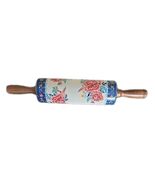 Pioneer Woman ~ Stoneware Rolling Pin ~ KEEPSAKE FLORAL ~ Acacia Wood Ha... - $1,100.64 MXN
