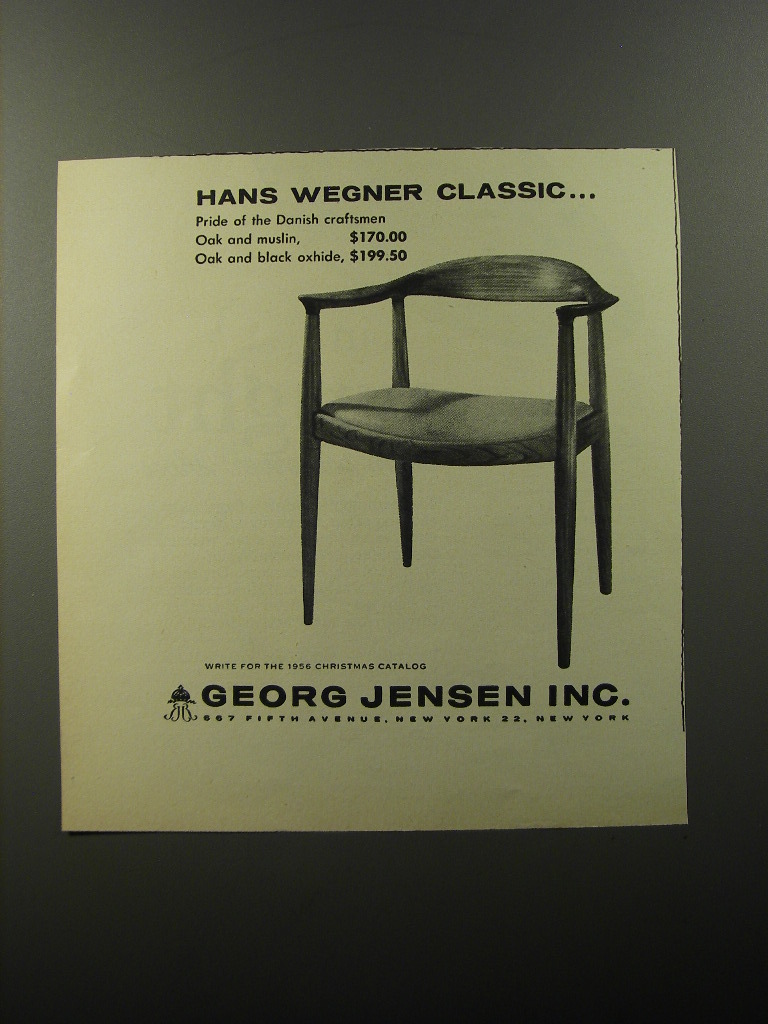 Primary image for 1956 Georg Jensen Chair Ad - Hans Wegner Classic
