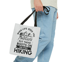 Motivational Hiking Quote Tote Bag - Mountain Range, Hiking Boots, Boots... - £17.26 GBP+