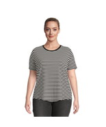 Terra &amp; Sky Women’s Black &amp; White Striped Core Crewneck Tee - 3X (24W- 26W) - $7.73