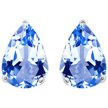 2.50 Carat 14K W Gold Plated Over Silver Aquamarine Pear Shape Stud Earrings - £30.46 GBP