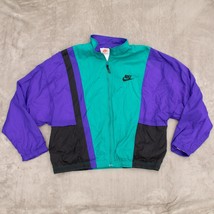 Vintage 90s NIKE Gray Tag Blue Black &amp; Purple Full Zip Windbreaker Jacke... - £34.55 GBP