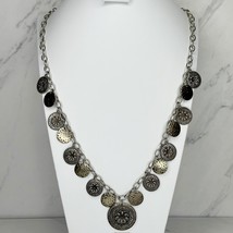 Charming Charlie Studded Flower Charm Silver Tone Chain Link Necklace - £5.44 GBP