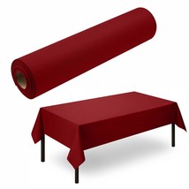 Disposable Tablecloth For Rectangle Table, Linen-Like Burgundy Paper Tablecover  - £67.70 GBP