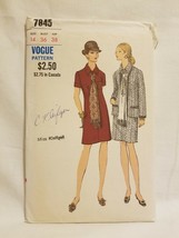 Vogue Sewing Pattern 7845 Vintage 1970s Jacket Dress Scarf Size 14 Bust 36 AS IS - £10.54 GBP