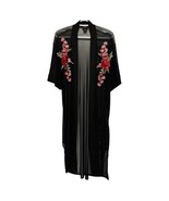 Rue 21 Women&#39;s/Junior&#39;s Black Long Mesh Floral Short Sleeve Kimono Size S - $18.70