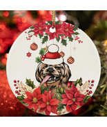 Merry Xmas Shih Tzu Smile Dog Ornament Flower Wreath Christmas Gift Tree... - $21.66 CAD