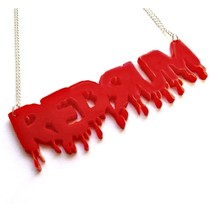 REDRUM NECKLACE 3.25&quot; Red Acrylic Pendant The Shining Inspired Horror Ha... - $183.92 MXN