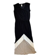 Chicos Black &amp; Neutral Maxi Dress V-Neck Sleeveless Elastic Waist Sz 1 /... - $27.42 CAD