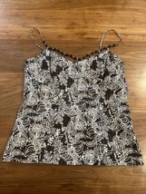 ANN TAYLOR LOFT BROWN PAISLEY BEADED SPAGHETTI STRAP TOP sz. 4 - £12.09 GBP