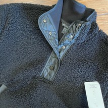 Athleta $149 NWT Cozy Sherpa Snap Sweatshirt Black Small - $60.55