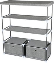 4 Tier Multipurpose Storage Organiser Shelf With 2 Drawers Modular Sturdy Metal - £24.66 GBP+
