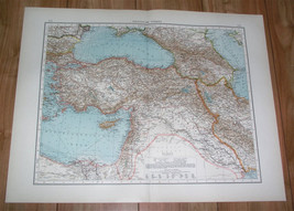 1911 Antique Map Of Anatolia Turkey Ottoman Empire Armenia Palestine Israel Iraq - £22.63 GBP