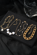 Gold Heart Adjustable Chain Bracelet Set - $63.09 MXN