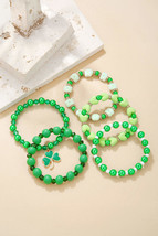 Green Clover Pendant Beaded 5pcs Bracelet Set - £5.54 GBP