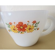 Anchor Hocking Fire King Yellow Orange Floral Tea Cup Flowers USA See Pic. - $117.18 MXN