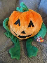 90&#39;s Vintage Beanie Buddies Pumpkin Plush Halloween Jack-O-Lantern 1999 ... - $7.97