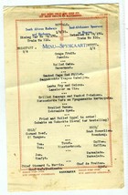 South Africa Railways and Harbours Menu Spyskaart 1935  - £118.43 GBP